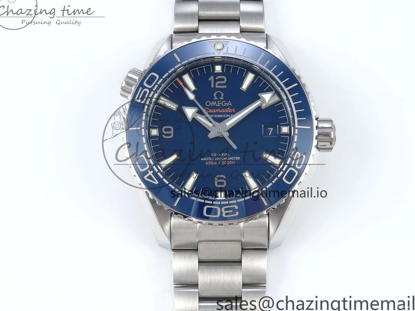0425 Neat Seamaster Planet Ocean 600M 43.5mm SS SCF 1:1 Best Edition Blue Dial on SS Bracelet A8900 Super Clone 7684